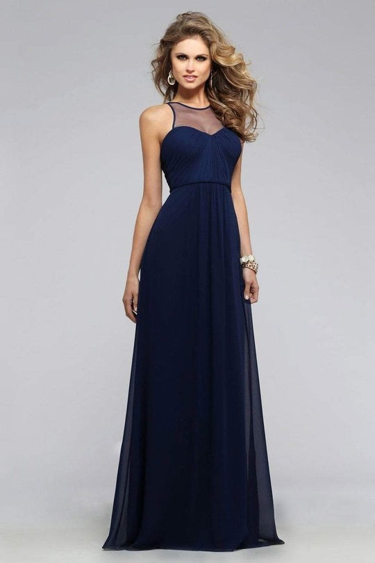 7774 Chiffon Illusion Evening dress with Keyhole back