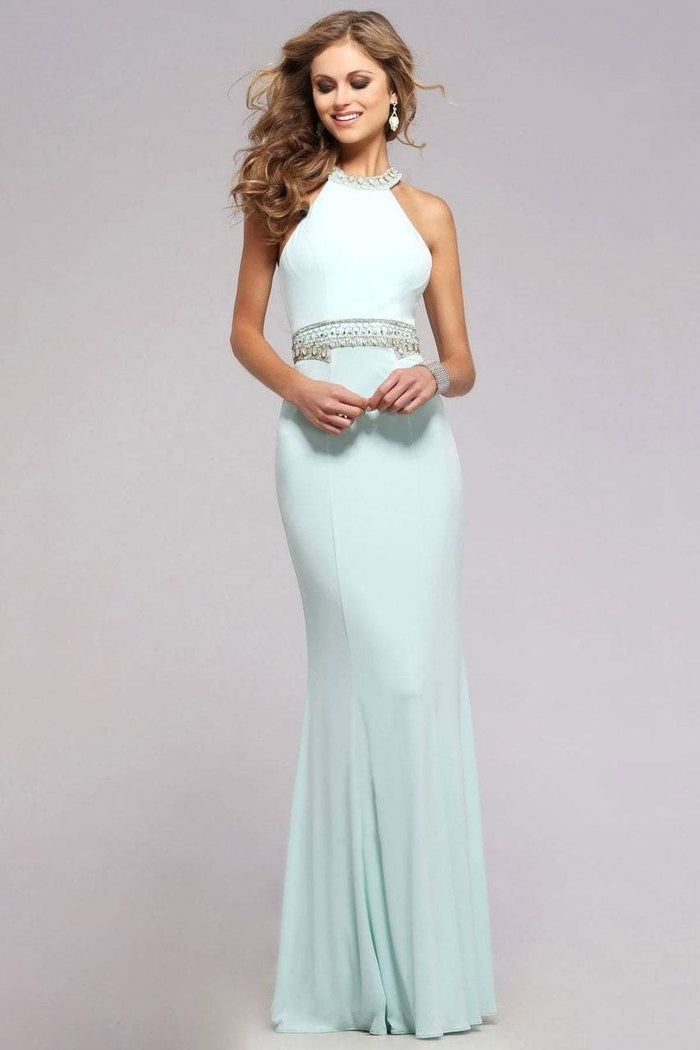 7783 High Neck Embellished Evening Gown