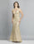 Dave & Johnny - A7787 Metallic Lace Plunging V-Neck Gown In Gold