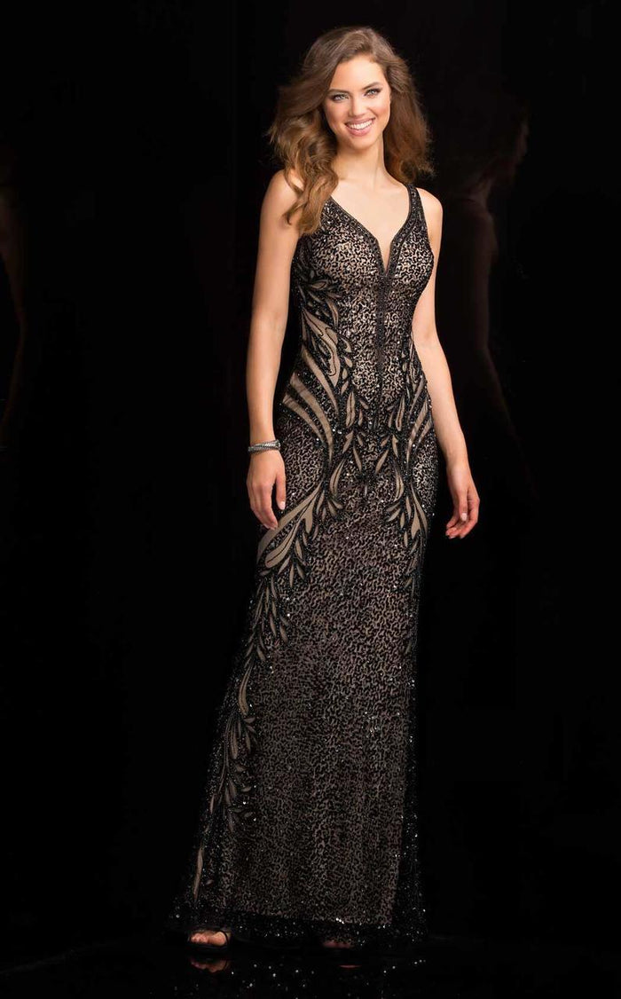 48721 V-Neckline Beaded Prom Dress