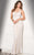 BG Haute - 48722 Sleeveless Sequined Stripe Gown in White and Neutral