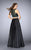 GiGi - Dramatic Beaded Foliage Jewel A-Line Long Evening Gown 23883 in Black