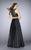 GiGi - Dramatic Beaded Foliage Jewel A-Line Long Evening Gown 23883 in Black