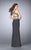 GiGi - Bead Encrusted Crop Top and Jersey Skirt Long Dress 23904 In Gray