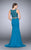 GiGi - Glistening Ornate Bateau Sheath Long Evening Gown 23907 In Green