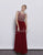 Jadore - J3035 Rhinestone Beaded Sleeveless Chiffon Gown In Red