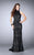 GiGi - Tonal Lace High Halter Sheath Long Evening Gown 24089 In Black