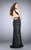 GiGi - Tonal Lace High Halter Sheath Long Evening Gown 24089 In Black
