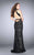 GiGi - Tonal Lace High Halter Sheath Long Evening Gown 24089 In Black