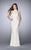 GiGi - Tonal Lace High Halter Sheath Long Evening Gown 24089 In White