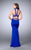 GiGi - Lavish High Collar Jersey Long Evening Gown 24119 in Blue