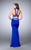 GiGi - Lavish High Collar Jersey Long Evening Gown 24119 in Blue