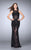 Sheer Scalloped Lace Sheath Long Evening Gown 24145