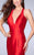 GiGi - Ravishing V-Neck Tiered Mermaid Long Evening Gown 24197 in Red