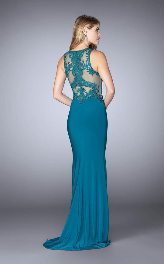 Impeccable Embellished Lace Long Evening Gown 24202