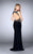 GiGi - Scrumptious Lace V-Neck Sheath Long Evening Gown 24206 In Black