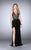 GiGi - Scrumptious Lace V-Neck Sheath Long Evening Gown 24206 In Black