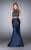 GiGi - Bead Encrusted High Crop Top Mermaid Evening Gown 24388 In Blue