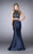 GiGi - Bead Encrusted High Crop Top Mermaid Evening Gown 24388 In Blue