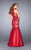 GiGi - Sultry High Halter Embroidered Mermaid Long Evening Gown 24394 In Red