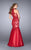 GiGi - Sultry High Halter Embroidered Mermaid Long Evening Gown 24394 In Red