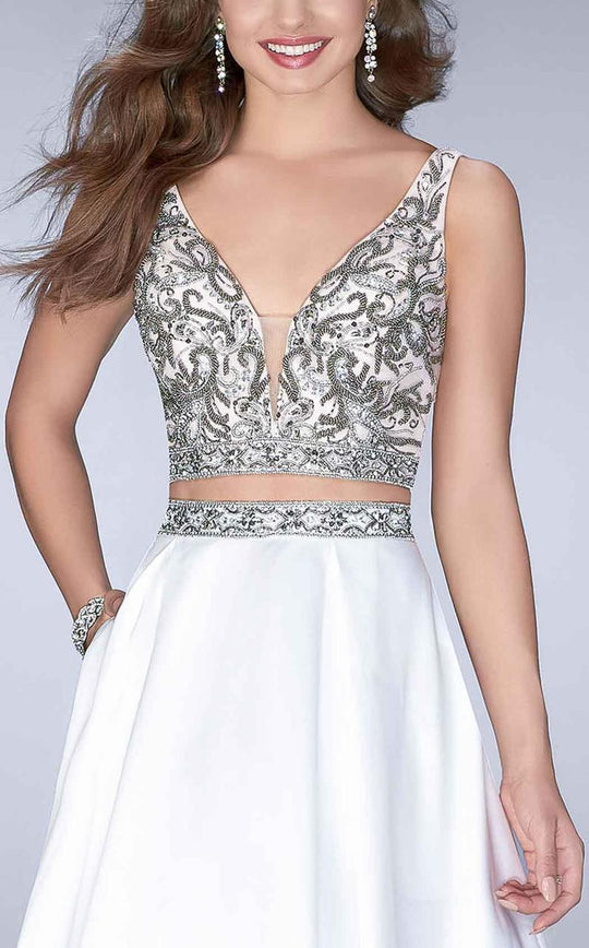 Gorgeous V-Neck Two-Piece Beaded Dress 24397