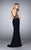 La Femme Gigi - 24406 Exquisite Contrast Lace V-Neck Sheath Gown