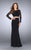 GiGi - Graceful Lace Bateau Sheath Long Evening Gown 24412 In Black