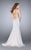 GiGi - Rhinestone Embellished Halter Jersey Long Evening Gown 24485 in White