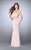 GiGi - Rhinestone Embellished Halter Jersey Long Evening Gown 24485 in Pink