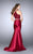 GiGi - Feisty Embroidered Halter Crop Top Long Evening Gown 24491 In Red