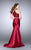 GiGi - Feisty Embroidered Halter Crop Top Long Evening Gown 24491 In Red