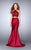 GiGi - Feisty Embroidered Halter Crop Top Long Evening Gown 24491 In Red
