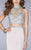 GiGi - Crystal Beaded Detail Halter Crop Top and Jersey Skirt Prom Dress 24495 in Silver