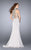 GiGi - Crystal Beaded Detail Halter Crop Top and Jersey Skirt Prom Dress 24495 in Silver