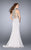 GiGi - Crystal Beaded Detail Halter Crop Top and Jersey Skirt Prom Dress 24495 in Silver