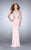 GiGi - Halter Style Beaded Strappy Cutout Jersey Prom Dress 24554 in Pink