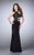 GiGi - Halter Style Beaded Strappy Cutout Jersey Prom Dress 24554 in Black