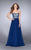 GiGi - Strapless Beaded Top Chiffon Prom Gown 24561 in Blue