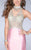 GiGi - Halter Style Sheer Beaded Top Mikado Prom Dress 24562 in Pink