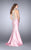 GiGi - Halter Style Sheer Beaded Top Mikado Prom Dress 24562 in Pink