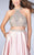 GiGi - Two Piece Crystal Beaded  Halter Crop Top Mikado Prom Dress 24563 in Pink