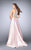 GiGi - Two Piece Crystal Beaded  Halter Crop Top Mikado Prom Dress 24563 in Pink