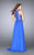 GiGi - Grandiose Jewel Lace A-Line Long Evening Gown 24574 In Blue