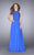 GiGi - Grandiose Jewel Lace A-Line Long Evening Gown 24574 In Blue