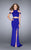 GiGi - Unconventional Halter Sheath Long Evening Gown with Shoulder Straps 24653 In Blue