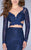 GiGi - Long Slender Sleeve Two Piece Cut Out Detail Long Gown 24686 in Blue