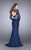 GiGi - Long Slender Sleeve Two Piece Cut Out Detail Long Gown 24686 in Blue