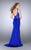 GiGi - Sultry Lace Scoop Sheath Long Evening Gown with Sheer Inset 24788 In Blue