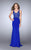 GiGi - Sultry Lace Scoop Sheath Long Evening Gown with Sheer Inset 24788 In Blue